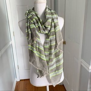Ann Taylor Gray Striped Scarf